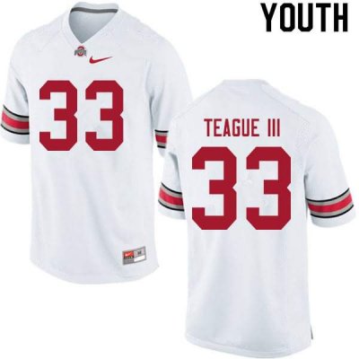 Youth Ohio State Buckeyes #33 Master Teague III White Nike NCAA College Football Jersey Spring MAO0044CB